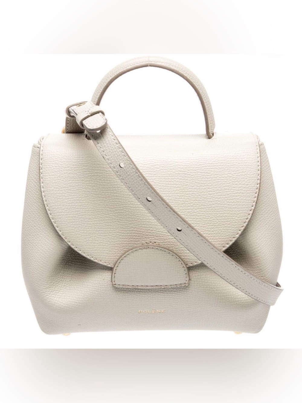 Polene Leather Numéro un Nano Cream Structured Top-Handle Crossbody Bag
